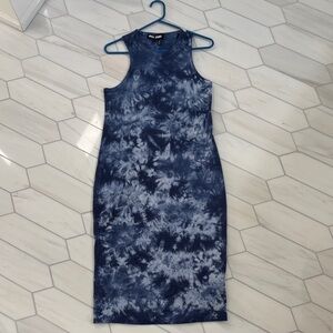 DKNY Blue Tie-Dye Midi Dress